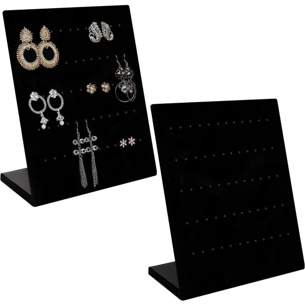 2 stk. Sort Fløjl Øreørings Smykkearrangør og Display