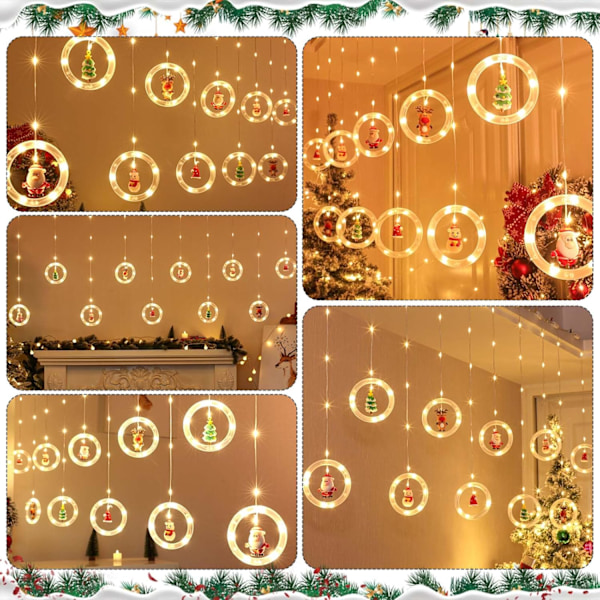 Serie Ljusgardiner, LED-Ljusgardiner för Jul, Fönsterlampor 3D Hängande Ringar med Haken för Dekoration