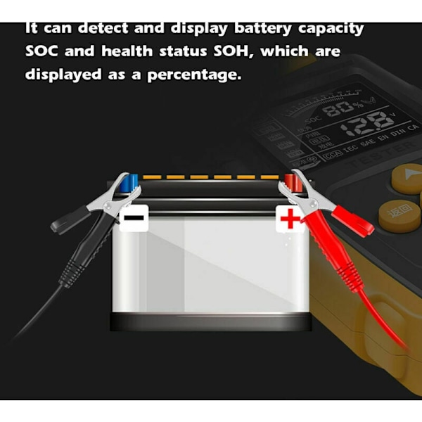 12V/24V auton akun testaaja, LCD digitaalinen akun analysaattori, Soh Soc