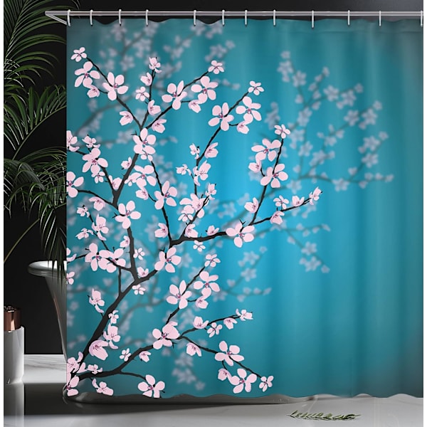 Japansk Bruseforhæng, Sakura Blomstermønster, Tekstil Badeværelse