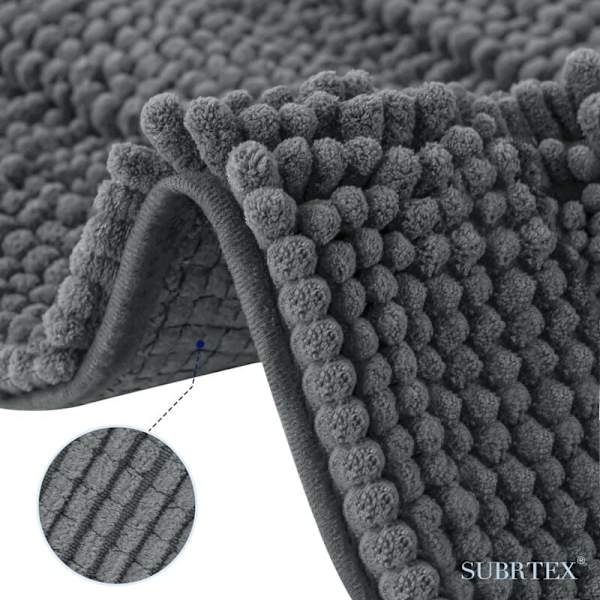 40×60cm, Grå Ekstra Absorberende Badematte Mikrofiber Chenille Dusj