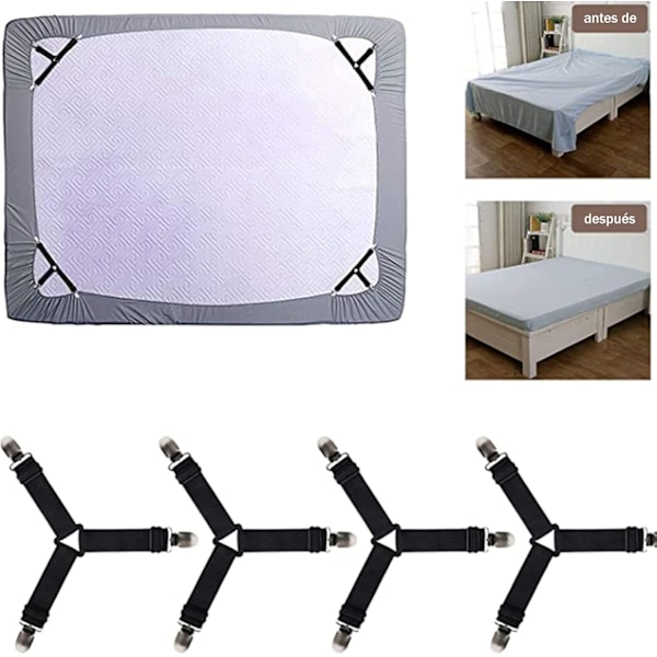 4-pack Sängklämmor, Elastiska Triangelfästen, Sängklämmor, Justerbara Elastiska