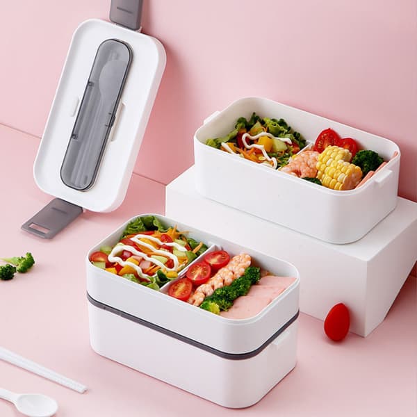 Bento-boks for voksne og barn, 1600 ml stablebar matboks med 2