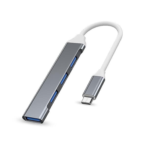 Grå 4-ports USB 3.0 Hub Højhastighed Type c USB Hub 5Gbps Splitter til PC Computer Tilbehør 4 Port USB 3.0 2.0 Multiport HUB