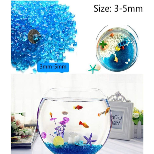 0,5 kg - Kaunis koristeltu luonnon sora akvaarioon (Vaaleansininen)