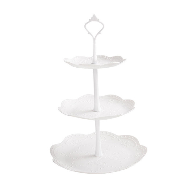 1 stycke (vit, rund) Plast Cupcake Stativ, Kakdisplay