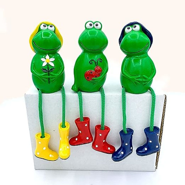 Sæt af 3 Havefigurer og Statuer Frø Havepynt