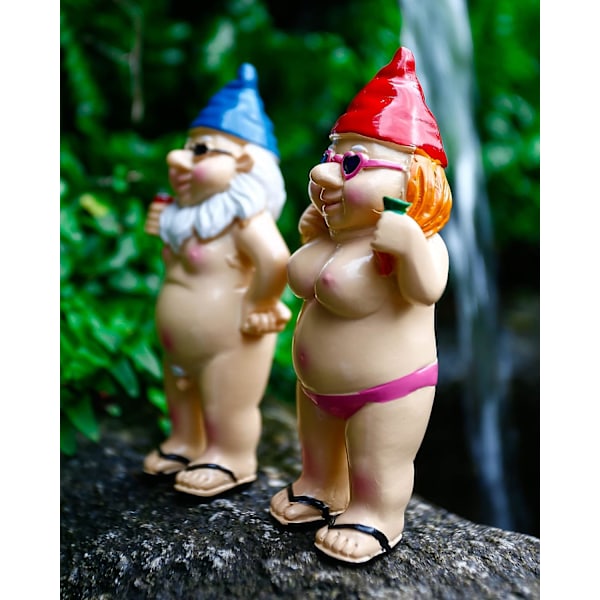 2-pack Trädgårds-Tomtar Roliga Tomte Statyer Lekfulla Gräsmatta Resin