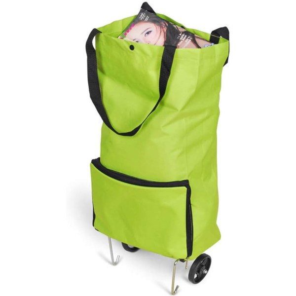 Foldable shopping bag with wheels for shopping and reusable