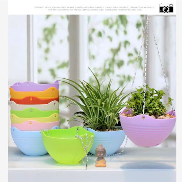 Plast Hängande Korg Blomkruka Orkidé Pot Vägg Hängande Grön