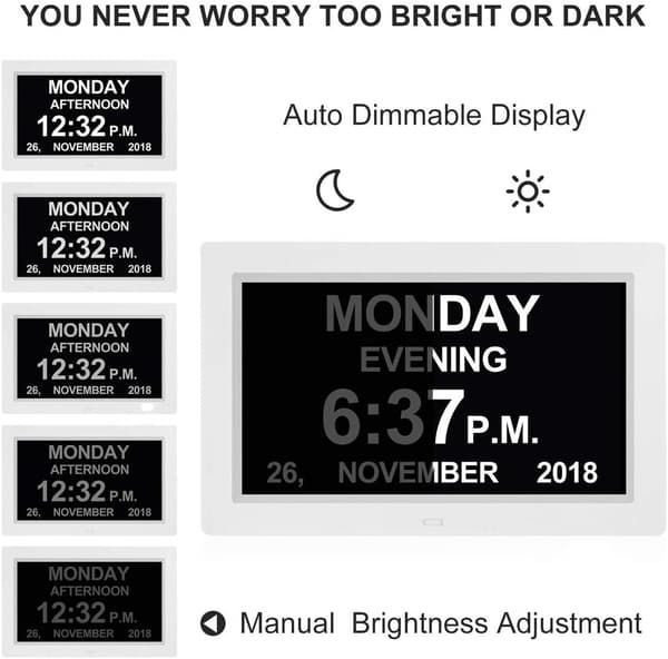 Digital Kalender med Billedramme (9 tommer Sort) - Auto