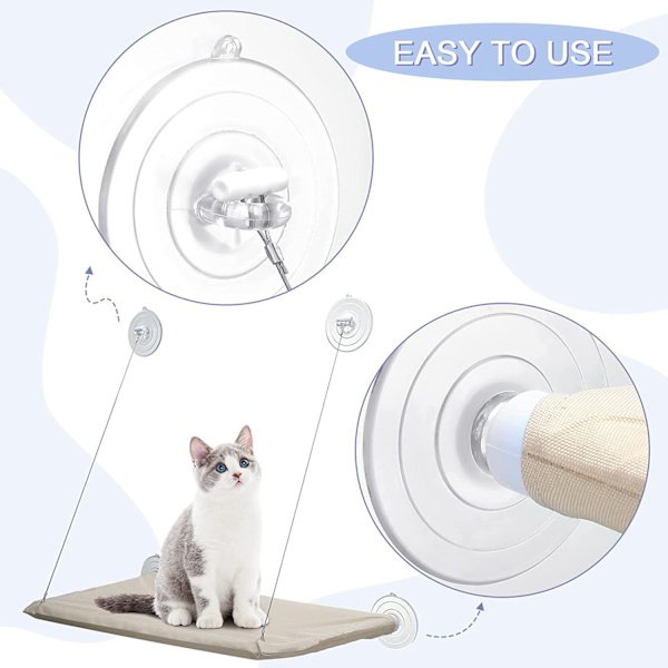 Glasfönster kattkoja hängmatta sugkopp 2 modeller, 8 set