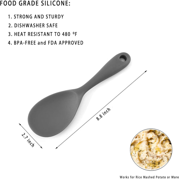 Serveringsskje, Silikon Skje Ris Skjeer for Ris Cooker,