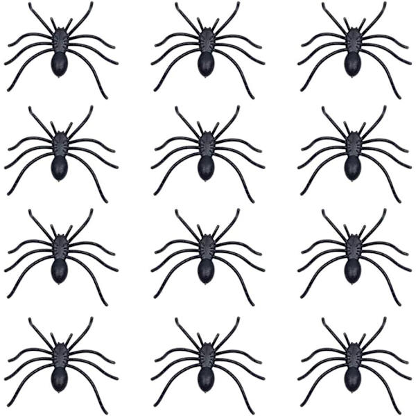 12 Mustaa Muovihämähäkkiä, Halloween-juhlan Koristelu Muovia