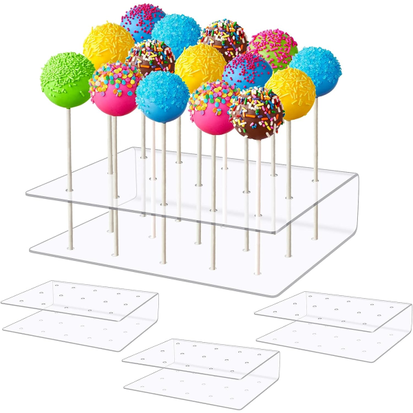 Lollipop-teline 4 kpl Akryyli Kakkupopit Näyttö 15 Reikää Läpinäkyvä