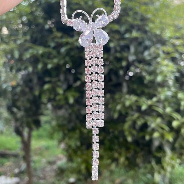 1 stk (Sølv) Carufin Butterfly Formet Kjede Sølv Rhinestone Kropp