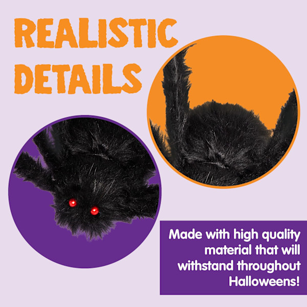 Simulert edderkopp - 30 cm Halloween-dekorasjon utendørs, Halloween-rekvisitter innendørs, stor skummel edderkopp