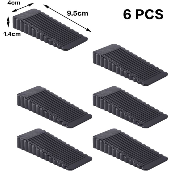 6 Pcs Door Stops, Non-Slip Rubber Door Stopper (Black)