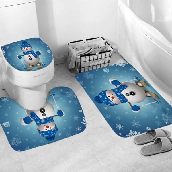 4-pack Blå Jultomte Duschdraperi Set 70,8×70,8 Vinter