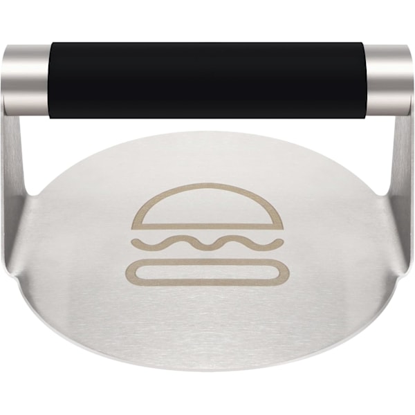 Smash Burger Press: Matkvalitets 304 Rostfritt Stål Burger Smasher, Hamburgerpress med Silikon Anti-Bränn Handtag,