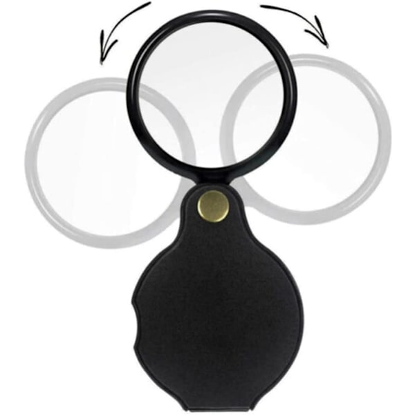 Lommeloupe, 70mm 6X Mini Foldbar Lupe med Rotation