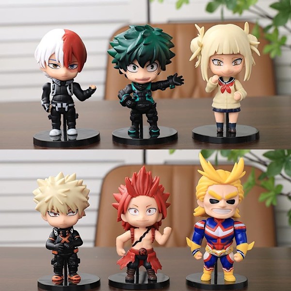 6 st MHA Todoroki Shouto Actionfigurer Anime Midoriya Izuku Statymodell Handgjorda Figuriner Prydnader 10-12 CM Tårta