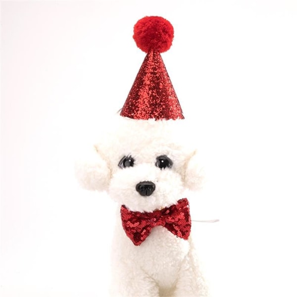 Pet Dog Cat Hat med fluga, Pet Cat Dog Birthday Hat, Birthday