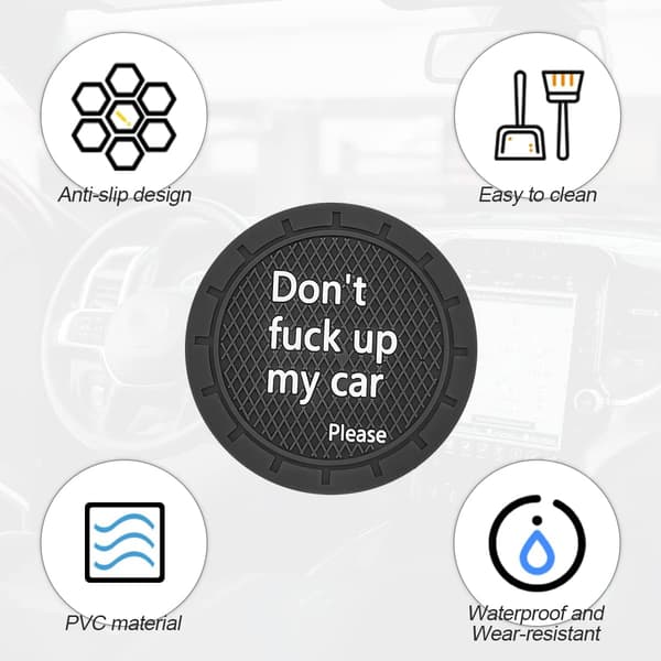 Skridsikker PVC-indsats-coaster til bil, SUV, lastbil (sort/2 stk.), 2,75 tommer