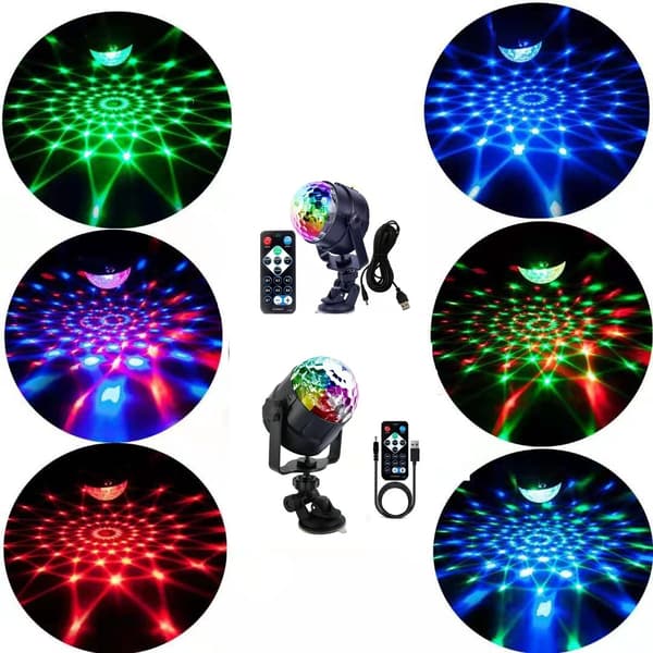 LED discokula med roterande effekt, festbelysning med