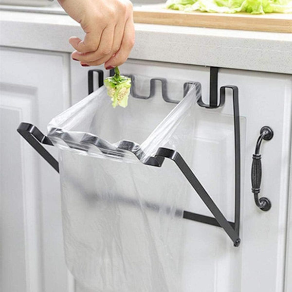 1 Stykke Sort Dørrygg Søppelposeholder Organizer Foldbar