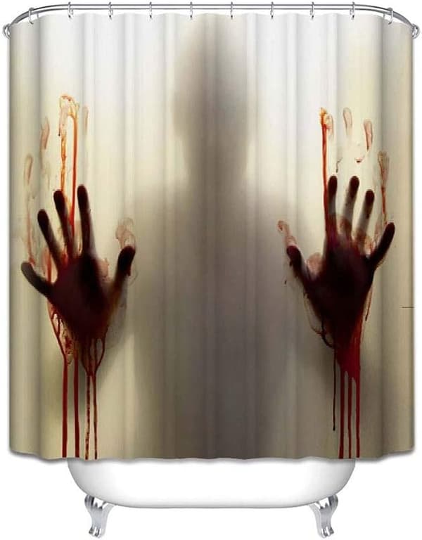 Halloween Duschdraperi - Skräck Blodiga Händer Duschdraperier