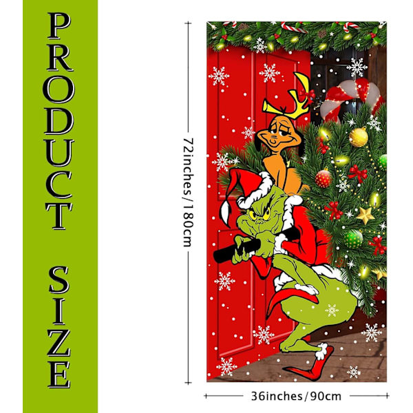 Grinch Julepynt Grinch Dør Dækning Glædelig Grinchmas Dør Dækning 6 X 3ft Sort Buffalo Grid Flag Fotografi