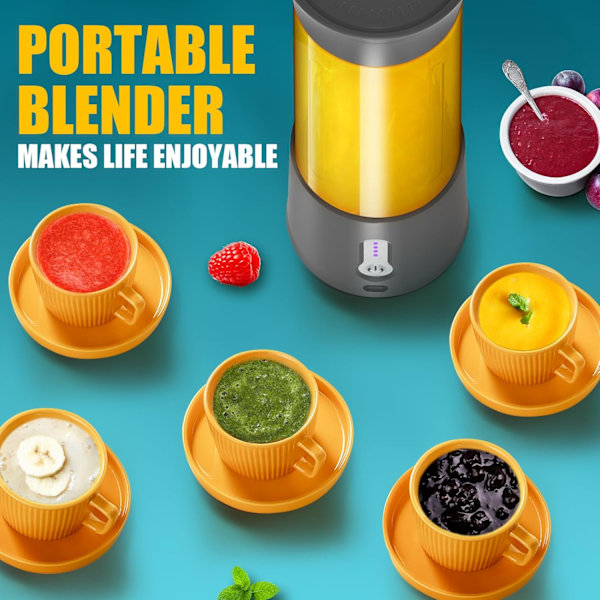 Bärbar mixer för shakes och smoothies, uppladdningsbar personlig mixer i storlek 4000 mAh, krossar is, reseblender med 17 oz mixerkopp, bärbar juicepress för kontor, gym, kök