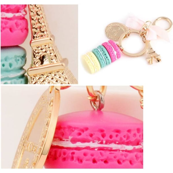 Legering Macaron Nyckelring Söt Färgglad Macaron Eiffeltornet