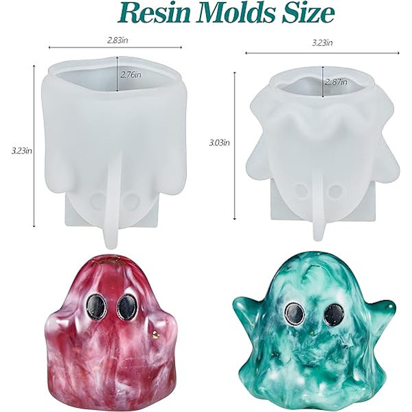 Spökform i Resin, 2 Spökformade Silikonformar, Silikon Epoxy