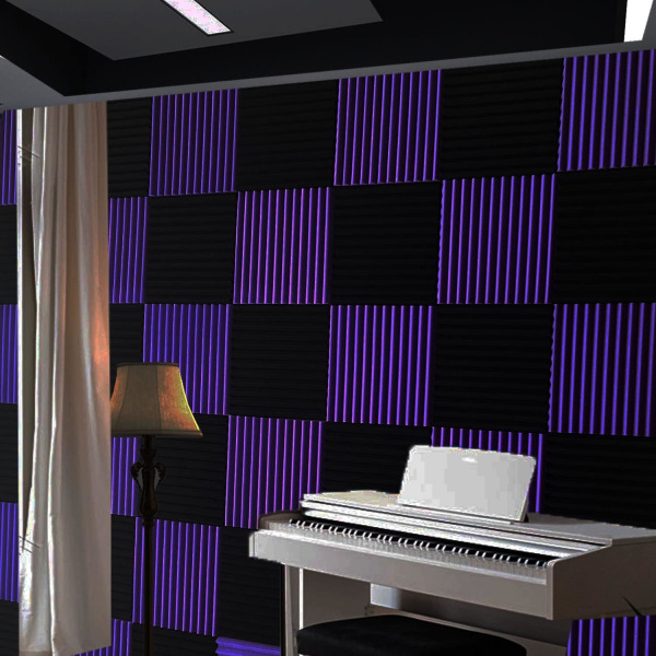 Sæt af 2 1\" x 12\" x 12\" Lilla Sort Studio Skum Lyd