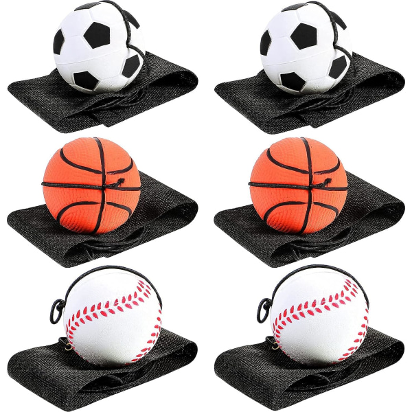 6 delar Wrist Rebound Balls Wrist Ball Sport Ball（Mixed Hair Col