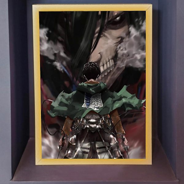 Attack on Titan LED-taideteos (Eren Jaeger) - Dynaaminen Eren Jaeger -versio, USB-käyttöinen, 3 valaistustilaa, syttyy eloon muuntuvilla ilmeillä