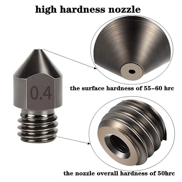 2 st Mk8 M6-gängade munstycken för extruder 1,75 mm 3D-skrivare härdat stål