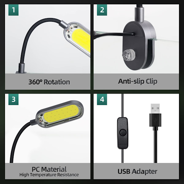 Akvarielampa med adapter LED-klämma