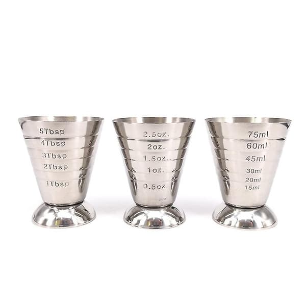 Rostfria cocktailjiggers, 2,5 oz, 75 ml, 5 matskedar, 2-pack