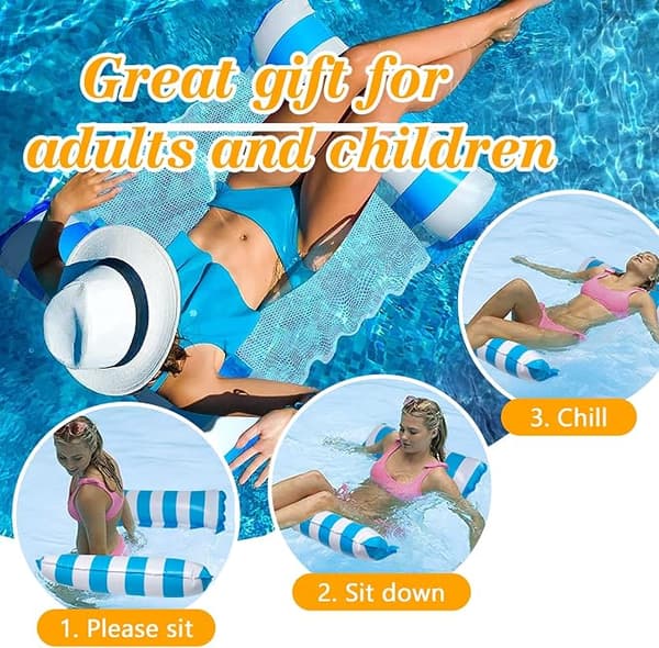 Blå+Orange Pool Float, 2 stk Oppustelig Float Hængekøje Oppustelig