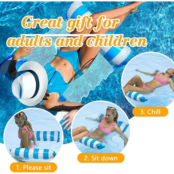 Blå+Oransje Pool Float, 2 stk Oppblåsbare Flytehamakk Oppblåsbare