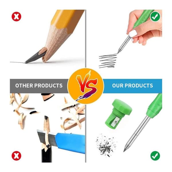 2 stk. mekanisk tømrerblyantsæt, sort refill + sort pen, W