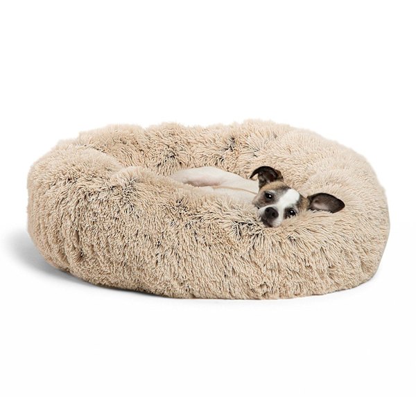 Rund Donut Kurv Hundepude, Vaskbar Blød Fluffy Kat