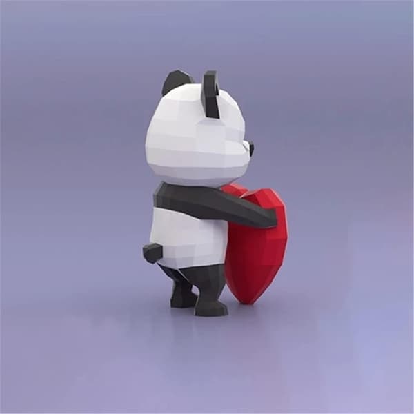 Sett med 1 håndlaget geometrisk panda-figur, 3D origami solid