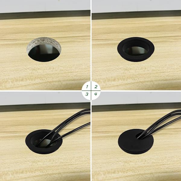 Sett med 10 U-formede kabelbokser for skrivebord, datamaskin, skrivebord og annet