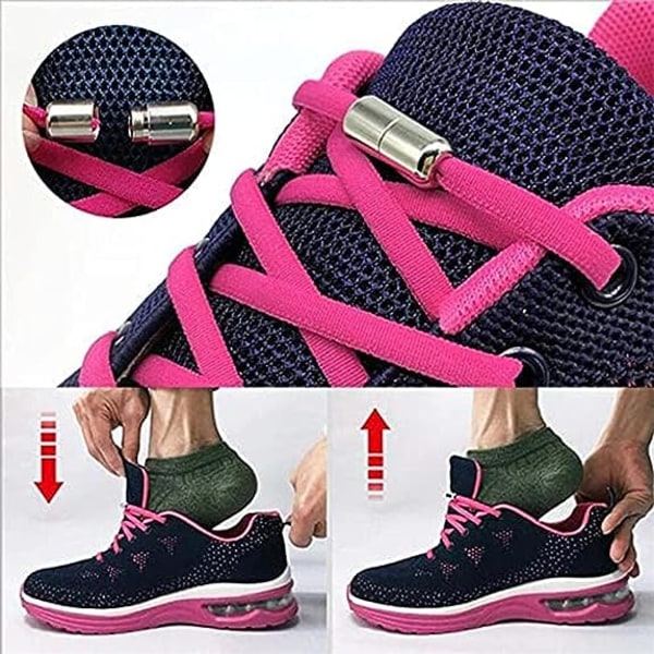 10 Par Elastiske Snørebånd med Spænde, Spænde Lazy Laces, Ingen Knude