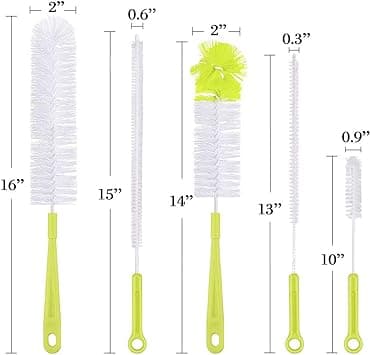（Grön）5-pack Flaskrengöringsborste Multifunktionell Borste Set Lång