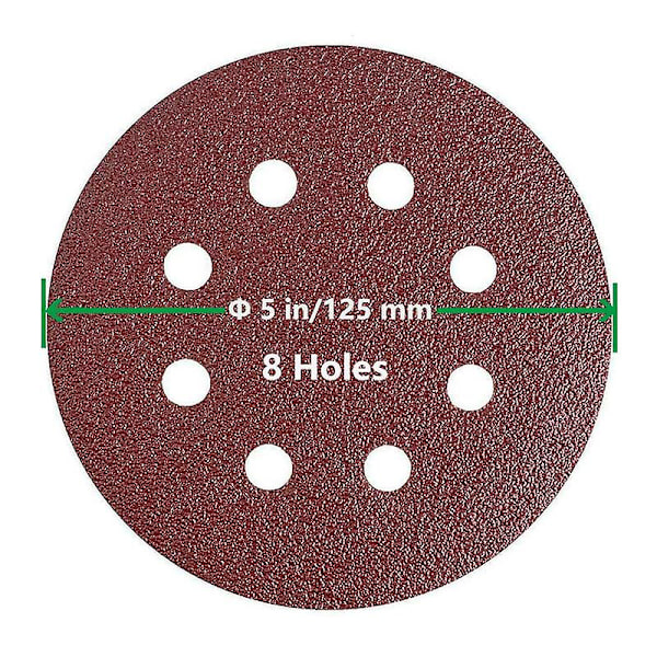 Slibeskive 125 mm Slibemaskine korn 100 – 40 stk 8 huller